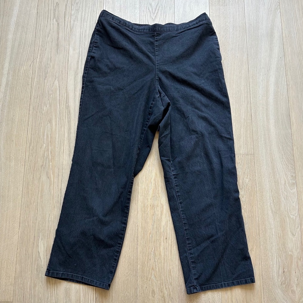 Alfred Dunner Elastic Waist Pants 16 Grey Straight Leg Stretchy Plus Size‎